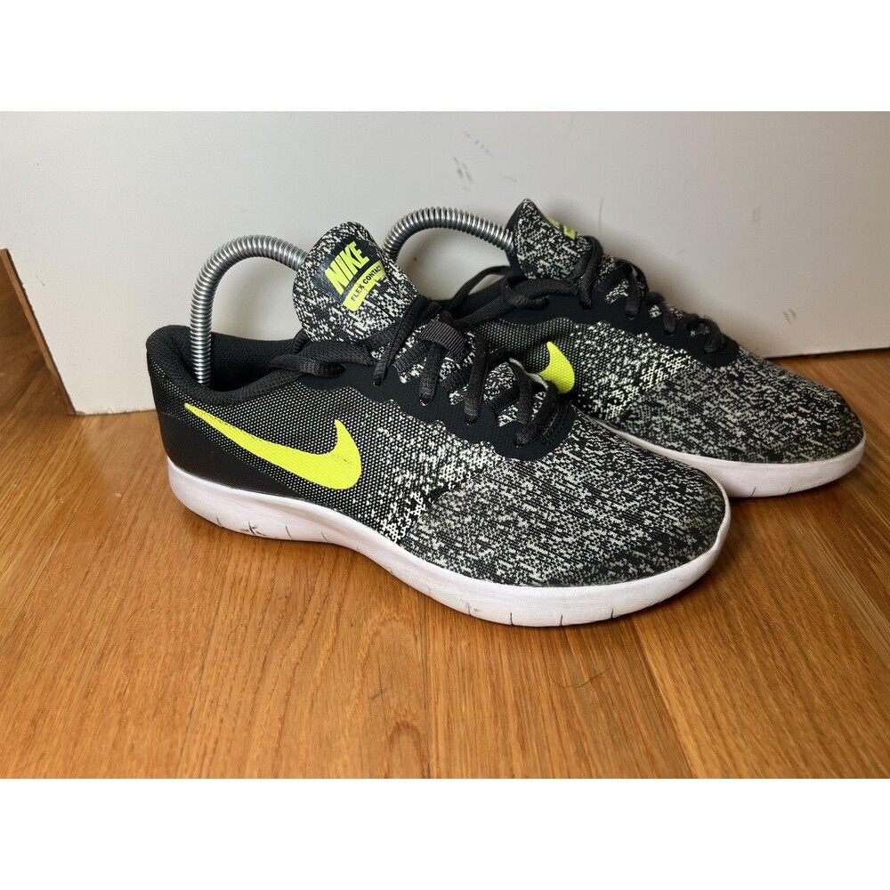 Nike Kids Black Sneakers with Neon Yellow Swoosh